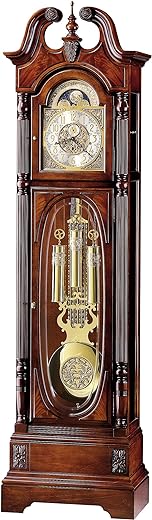 Howard Miller LUU Floor Clock II 549-029 – Windsor Cherry Grandfather Vertical Home Decor with Cable-Drive Triple-Chime Concerto Movement