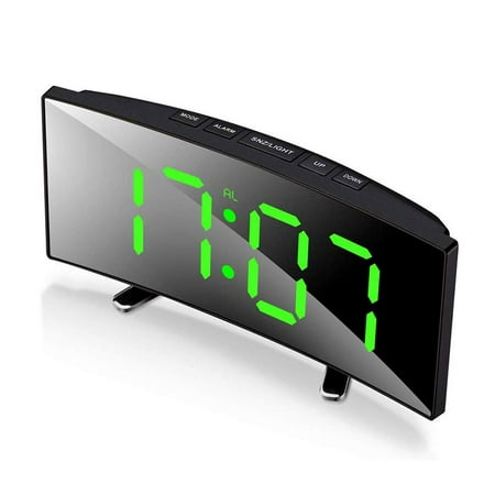 Hvxrjkn Led Electronic Digital Clock, Digital Alarm Clock with Large Display, Curved Clock, Large Number Table Clock for Kids and Adults, Compact Desk Shelf Clocks for Bedroom Office Desk