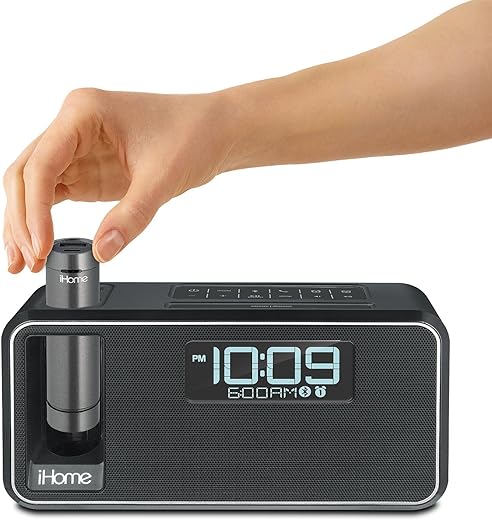 iHome iKN105BC Dual Charging Bluetooth Stereo Alarm Clock Radio/Speakerphone with NFC, Removable Power