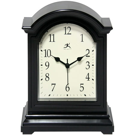 Infinity Instruments 9 x 9 Black Analog Semi-Rectangle Traditional Tabletop Clock