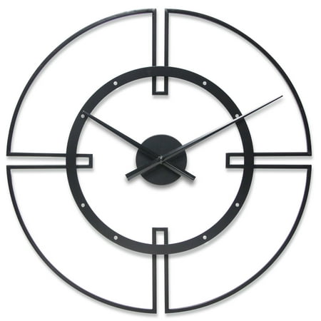 Infinity Instruments Cosmo Black Round Modern 24-inch Analog Wall Clock