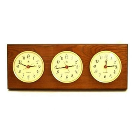 International Triple Quartz Clock - Oak Wood