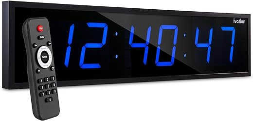 Ivation Huge 36" Inch Large Big Oversized Digital LED Clock with Stopwatch, Alarms, Countdown Timer & Temp - Shelf or Wall Mount (Blue) | 6-Level Brightness, Mounting Holes & Hardware