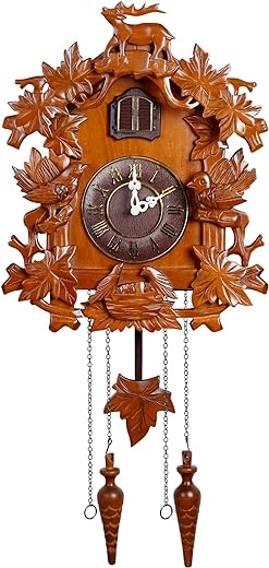 Kendal Vintage Cuckoo Clocks, Large Handcrafted Wood Cuckoo Clock and Swinging Pendulum Wall Clock Traditional, Wooden Decorative,Modern Wall Clock Cuckoo Clock MX015-1