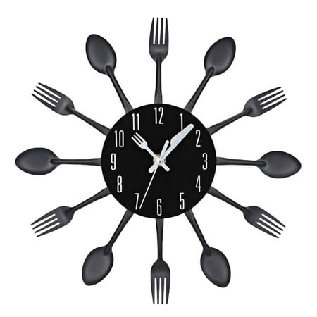 Kitchen Wall Clock Timelike 3D Removable Modern Wall Clock , Black