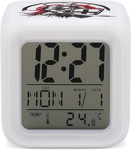 Knights and Templar Digital Alarm Clock 7 Colors LED Change Glowing Night Light for Bedroom Office Desk