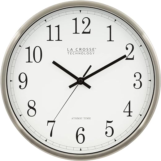 La Crosse Technology 12 Inch Atomic Analog Wall Clock, Aluminum (WT-3126B)