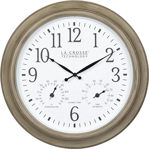 La Crosse Technology 404-18027-INT 18-inch Indoor/Outdoor Tan Atomic Analog Wall Clock