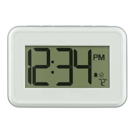 La Crosse Technology Digital White Wall Clock with Temperature & Countdown Timer, 513-113W-INT