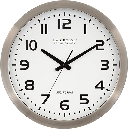 La Crosse Technology WT-3161WH 16 Inch Stainless Steel White Dial Atomic Clock