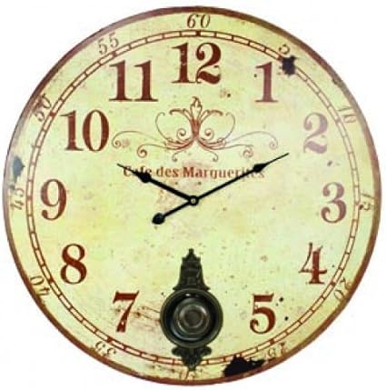 Large 23" Wall Clock with Pendulum ~ Antique French Provincial Style