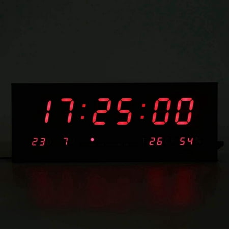 Large Digital LED Alarm Calendar Clock Date Temperature Jumbo Display Wall Mount