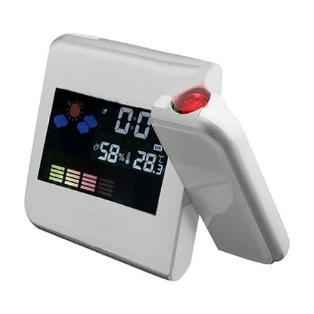 LCD Projection Digital Weather Snooze Alarm Clock LED Backlight Color Display