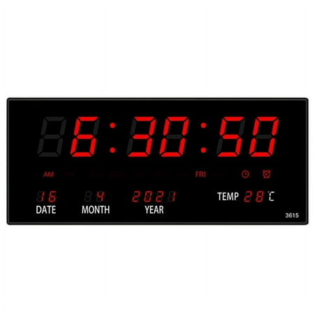 LED Perpetual Calendar Electronic Clock Digital Wall Clock Alarm Hourly Chiming Temperature Table Clocks Home Office Red