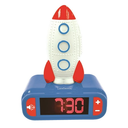 Lexibook - Rocket Digital Alarm Clock for kids with Night Light Snooze, Childrens Clock, Luminous Rocket, Blue colour - RL800SPC