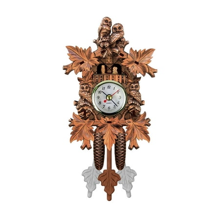 Lhked Cuckoo Cuckoo Wall Clock Chime Alarm Clock Retro Clock Wooden Living Room Clock,Wood Clock Wall Decor Gifts for Women Men