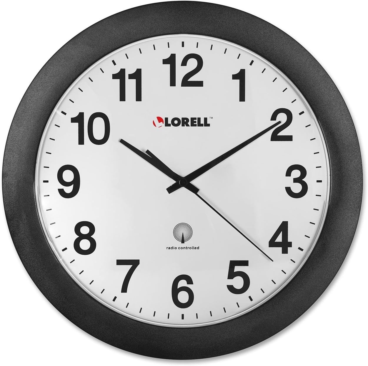 Lorell® 12 Round Radio Controlled Wall Clock, Black