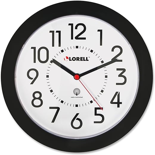 Lorell 60990 Wall Clock, 9 in., Arabic Numerals, White Dial/Black Frame