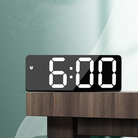 lulshou Smart Digital Alarm Clocks For Bedrooms, LED Screen, Snooze, Dimmable, Temperature, Date, 12/24Hr, Small Electronic Desk Clock For Kitchen Office