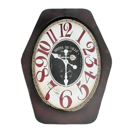 Maison Concepts Vintage Metal Hexagon Wall Clock With Glass Espresso (28.2 L X 22 W X 4.4 H)