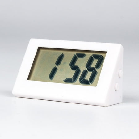 Mantel Clock Mute Working Battery Operated LCD Display rn Standing Arabic Number Portable PS Material for Various Occasions - White