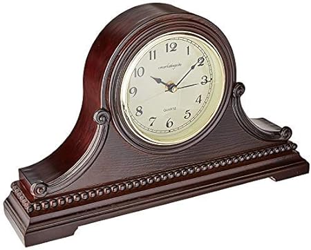 Mantel Clocks, Battery Operated, Silent Wood Table Clock with Westminster Chimes On The Hour, Solid Wooden Shelf Chiming Mantle Clock, 9 x 16 x 3 (Walnut - Arabic Numerals)