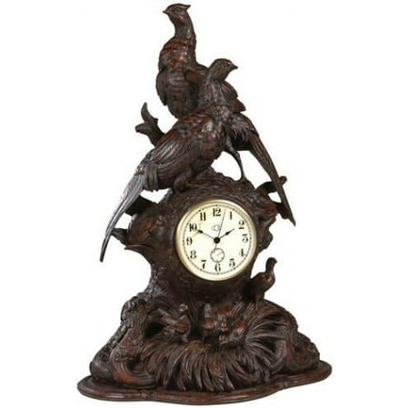 Mantle Mantel Clock TRADITIONAL Pheasant Large Resin New Quartz Movement OK-588