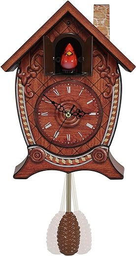 Mark Feldstein & Associates Traditional Chalet Style Singing Cardinal Tabletop Wall Sound Cuckoo Clock