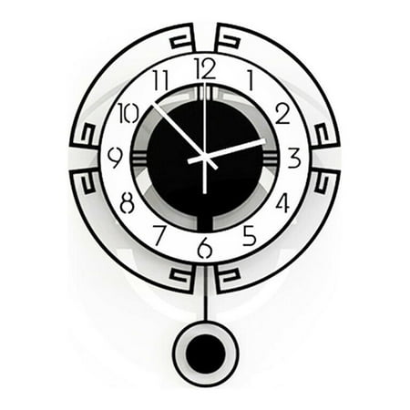 Mkyiongou Modern European Style Wall Clock Pendulum Clock Vintage Quartz Mute Watch Black