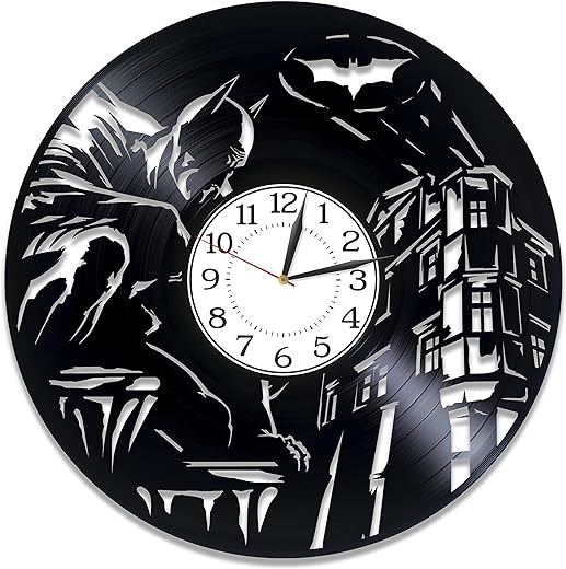 Movie Original Home Decor Dark Knight Wall Clock 12 Inch for Fan Bat Theme Vinyl Record Wall Clock Dc Comics Handmade Clock Gotham Birthday Gift Idea for Boy