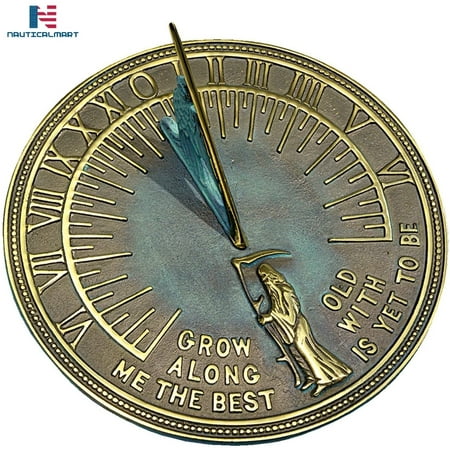 NAUTICALMART Brass Father Time Sundial with Verdigris Highlights