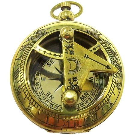 NauticalMart Brass Push Button Sundial Compass Nautical Gift