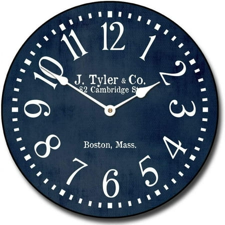 Navy Blue Large Wall Clock | Beautiful Color, Silent Mechanism, Made in USA