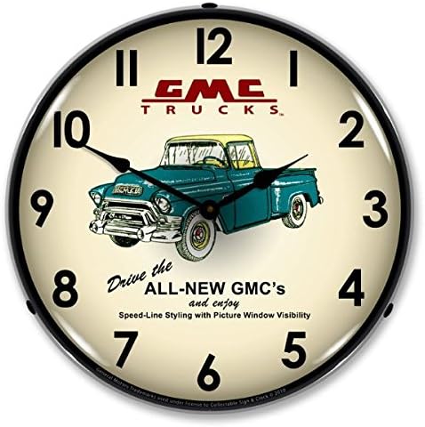 New GMC Trucks 1956 Retro Style Advertising LED Lighted Clock - Ships Free Next Business Day to Lower 48 States