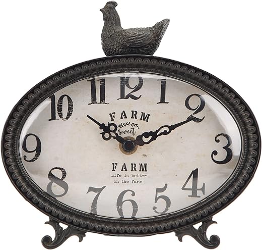 NIKKY HOME Vintage Table Clock, Retro Non-Ticking Desk Clock, Black Table Clocks for Living Room, Bedroom, Shelf, Fireplace, Farmhouse Decor Black