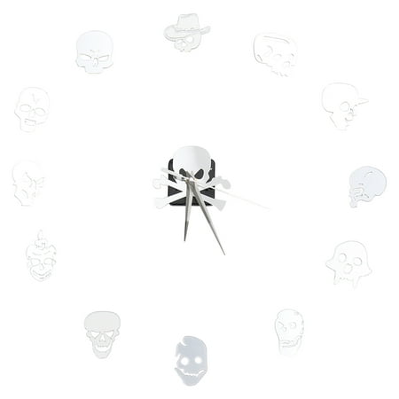 NUOLUX Skull Skeleton DIY Mirror Surface Wall Clocks Modern Living Room Wall Watch