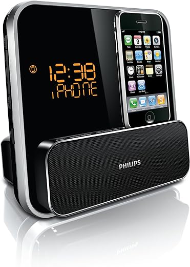 Philips DC315/37 Speaker System for 30-Pin iPod/iPhone with LED Clock Radio (Black)