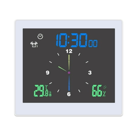 Pinnaco Waterproof Bathroom Digital Clock with Temperature & Humidity Meter - Wall Clock for Shower, LCD Display, Dual Alarms, Snooze Function