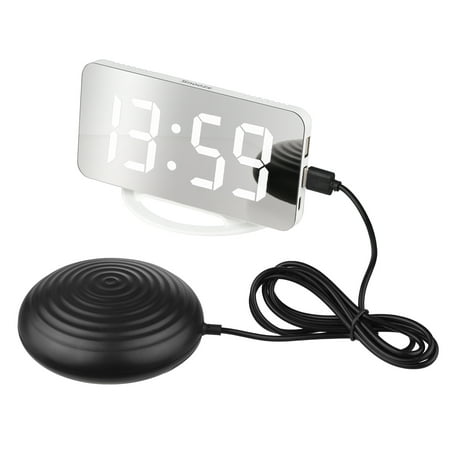 Pristin Electronic alarm clock,Snooze Mode Heavy Adjustable Dual Clear Screen Adjustable Clock Mirror Alarm Dual USB Snooze YALIYA Clock Bed Shaker S n Adjustable YUBZ Bed Shaker Alarm BUZHI