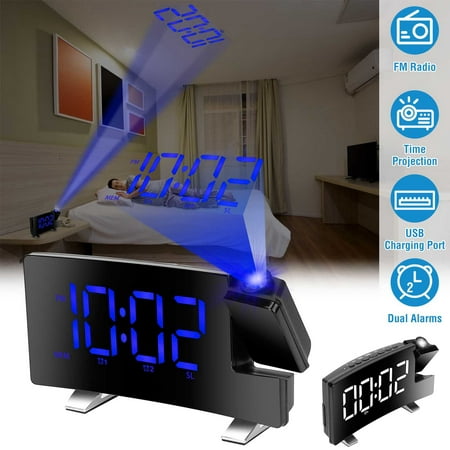 Projection Alarm Clock, iMounTEK Digital Clock with 180° Rotatable Projector, 4-Level Brightness Dimmer, Clear LED Display,12/24H, for Bedroom