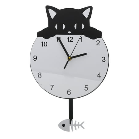 Qumonin Silent Non-Ticking Cat Wall Clock for Home/Office