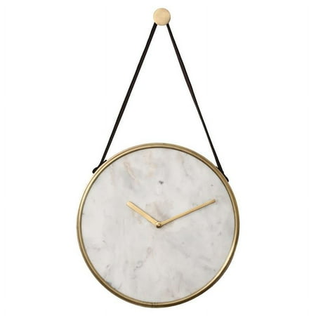 Renwil Livenna 10.5 Contemporary Marble Wall Clock in Antique Brass