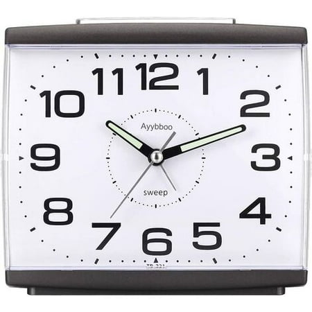 Retro Battery Operated Morning Alarm Clock Silent Non Ticking Alarm Clock, Large Dial Analog Quartz Alarm Clock Vintage Luminous Alarm Clock Snooze Bedside Alarm Clock Black