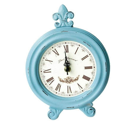 Retro Wooden Wood Desk Clock Table Clock Rustic Decoration , Blue, 18.5x24.5x4.5cm