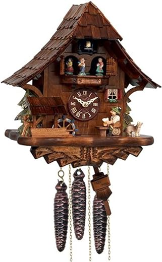 River City Clocks One Day Musical Beer Drinker Cuckoo Clock with Moving Waterwheel and Dancers