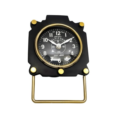 Sagebrook Home Metal, 5h Altimeter Table Clock, Black