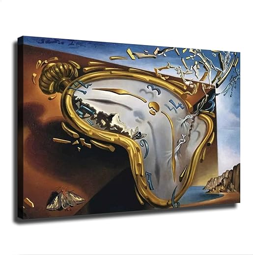 Salvador Dali The Melting Clock Posters for Room Canvas Wall Art for Bathroom Print Painting Decorative Pictures Modern Artwork Rectangle Decor Artwork Decoration Giclee Painting (16x24inch,Unframed)