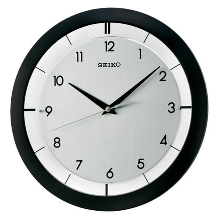 Seiko 11 St. James Brushed Metal Wall Clock, Modern, Analog, Quartz QXA520KLH