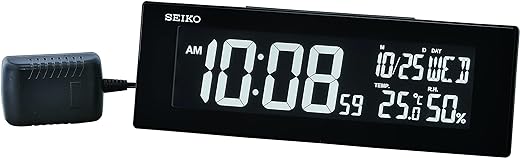 Seiko Color Changing Everything Digital Bedroom Alarm, Black