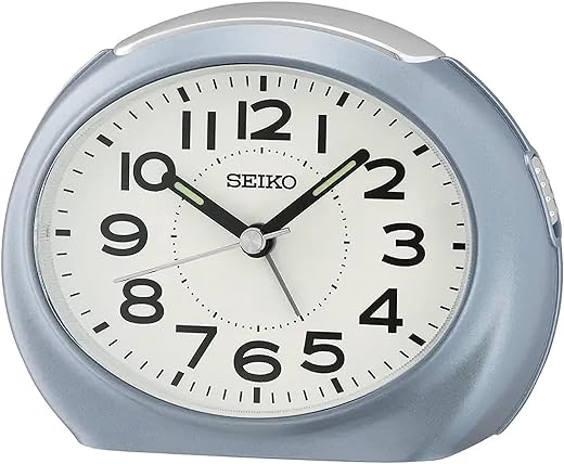 Seiko Tokai Bedroom Alarm Clock, Metallic Light Blue